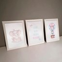 Ver imagem 3 de Kit 3 Quadros Decorativos Meu Rodapé Sonhe Alto Elefante e Balão Rosa 24x34