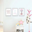 Ver imagem 2 de Kit 3 Quadros Decorativos Meu Rodapé Sonhe Alto Elefante e Balão Rosa 24x34