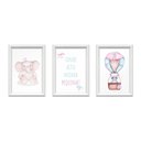 Ver imagem 1 de Kit 3 Quadros Decorativos Meu Rodapé Sonhe Alto Elefante e Balão Rosa 24x34