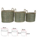 Ver imagem 2 de Trio de Cesto Decorativo Seagrass Kit C/3 Azul e Natural