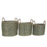Trio de Cesto Decorativo Seagrass Kit C/3 Azul e Natural - 1