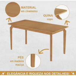 Mesa de Jantar Alegra Jcm Movelaria Cinamomo 1,60m - 2