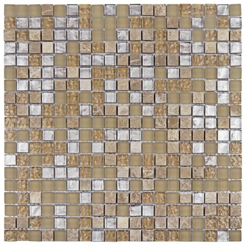 Pastilha de Vidro e Marmore de 31cm x 31cm Rende  Glass Mosaic