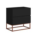 Ver imagem 4 de Mesa Cabeceira Eros 45cm para Quarto 2 Gavetas Preto com Cobre Luxo