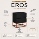 Ver imagem 3 de Mesa Cabeceira Eros 45cm para Quarto 2 Gavetas Preto com Cobre Luxo