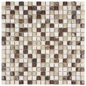Kit Pastilha de Vidro Marmore com 11 Placas de 30cm x 30cm Rende 1m² Glass Mosaic 