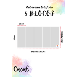 Cabeceira Estofada Casal 5 Blocos Não É Segredo Courvin Caramelo 140x60 - 5