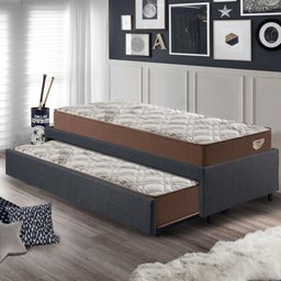 Bicama Box Solteirão 103x208 Linho Cinza com 2 Colchões Relax Adorabile Molas Ensacadas Ecoflex - 3