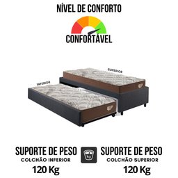 Bicama Box Solteirão 103x208 Linho Cinza com 2 Colchões Relax Adorabile Molas Ensacadas Ecoflex - 6