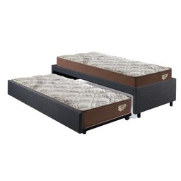 Bicama Box Solteirão 103x208 Linho Cinza com 2 Colchões Relax Adorabile Molas Ensacadas Ecoflex - 1