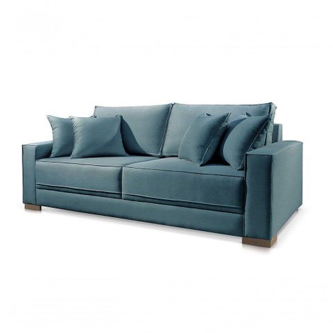 Sofá 2 Lugares Fixo Living Hotello Linho Azul 1,8m