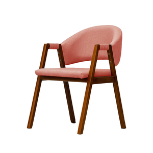 Cadeira de Jantar Estofada Essencial Base Madeira Maciça Veludo:rosê