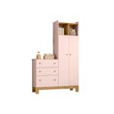 Ver imagem 3 de Guarda Roupa Infantil com Cômoda 2 Portas 3 Gavetas Flora 4970 Rosa Qmovi Rosa