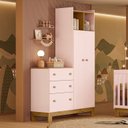 Ver imagem 1 de Guarda Roupa Infantil com Cômoda 2 Portas 3 Gavetas Flora 4970 Rosa Qmovi Rosa