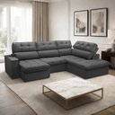 Ver imagem 3 de Sofá 4 Lugares Retrátil Reclinável Chaise Direito 288cm Solin F04 Veludo Grafite - Lyam Decor