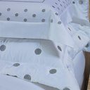 Ver imagem 6 de Kit Cobre Leito Colcha Super King 100% Algodão 400 Fios Acetinado Bordado 5 Peças Branco e Cinza