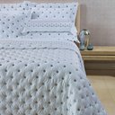Ver imagem 4 de Kit Cobre Leito Colcha Super King 100% Algodão 400 Fios Acetinado Bordado 5 Peças Branco e Cinza