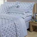 Ver imagem 1 de Kit Cobre Leito Colcha Super King 100% Algodão 400 Fios Acetinado Bordado 5 Peças Branco e Cinza
