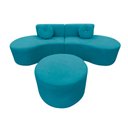 Ver imagem 3 de Sofá Modular Orgânico Monterrey 260cm + Puff Suede Azul Turquesa