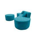 Ver imagem 7 de Sofá Modular Orgânico Monterrey 260cm + Puff Suede Azul Turquesa
