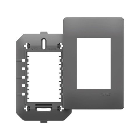 Placa com Suporte Fame Habitat Onix 4x2 para 3 Módulos Horizontais