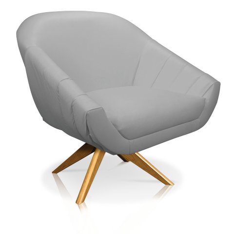 Poltrona Decorativa Giratória Ma30 Giovana Sintético Cinza D01- D’Rossi