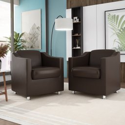 Poltrona para Recepção Clínica Médica - Balaqui Decor Cor:courino Marrom - 2
