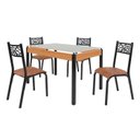 Ver imagem 2 de Conjunto Sala de Jantar Mesa 120x77cm Tampo Vidro com 4 Cadeiras Jade Preto/Fosco/Caramelo