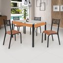 Ver imagem 1 de Conjunto Sala de Jantar Mesa 120x77cm Tampo Vidro com 4 Cadeiras Jade Preto/Fosco/Caramelo