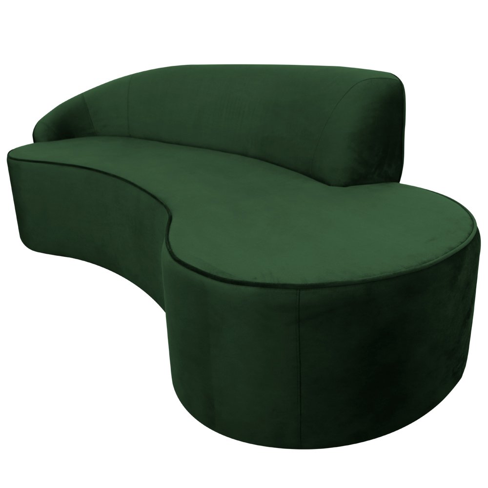 Sofá Curvo 03 Lugares 210cm Eron Suede Verde - CasaePoltrona - 6