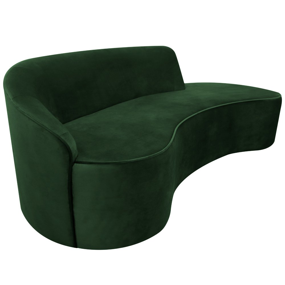 Sofá Curvo 03 Lugares 210cm Eron Suede Verde - CasaePoltrona