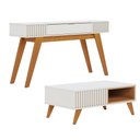 Ver imagem 1 de Kit Aparador para Sala de Estar com Mesa de Centro Delta 01 Gaveta C04 Freijó Off White - Lyam