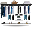 Ver imagem 1 de Cabideiro Arara Closet Casal Prateleira Aço Aramado - 3,40m Pt