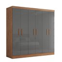 Ver imagem 3 de Guarda-Roupa Casal 6 Portas e 2 Gavetas Cancun Cinza/Cinamomo/Grafite