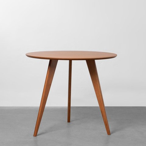 Mesa de Jantar Square Tripé Redonda Louro Freijó - 88cm Abra Casa