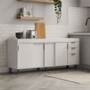 Ver imagem 2 de Balcão de Cozinha 100% MDF 194cm 4 Portas Correr 3 Gavetas:Branco