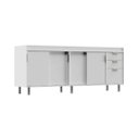 Ver imagem 1 de Balcão de Cozinha 100% MDF 194cm 4 Portas Correr 3 Gavetas:Branco