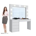 Ver imagem 3 de Penteadeira Camarim Berlim com Espelho e LED 136 cm Branco Acetinado - Mavaular