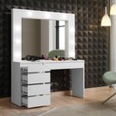 Ver imagem 6 de Penteadeira Camarim Berlim com Espelho e LED 136 cm Branco Acetinado - Mavaular