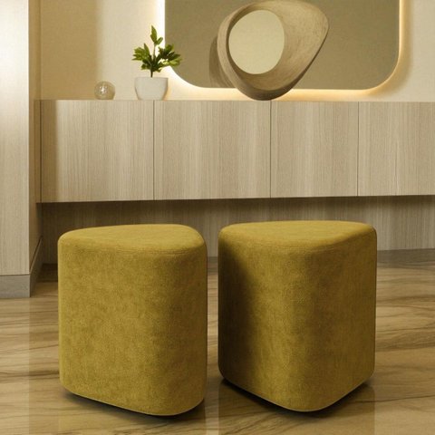 Kit 2 Puff Trevi Triangulo Moderno Decorativo para Sala Escritorio Tecido Boucle