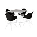 Ver imagem 6 de Mesa Jantar Industrial Quadrada Branca 90Cm Base V Com 4 Poltronas Pretas Ferro Branco Cor: Branco
