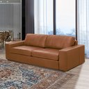 Ver imagem 1 de Sofá Decorativo Agatha 2 Lugares Sala de Estar 150cm Pés em Madeira Couro Conhaque G88 - Gran Belo