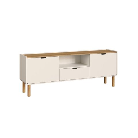 Rack 180cm 2 Portas 1 Gaveta Orgânico Pé Madeira Aura Artesano | Offwhite/hanover - Artesano Home