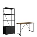 Ver imagem 2 de Kit Escritório Mesa 135 Cm e Estante Industrial com 2 Portas Cor:preto com Noce Oro