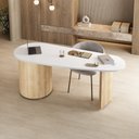 Ver imagem 1 de Escrivaninha Bali Oval Computador Design 4 Gavetas Branco Carvalho Quarto Estudo