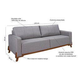 Sofá 4 Lugares 230cm Linho Maldivas  - 3