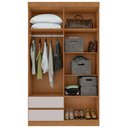 Ver imagem 6 de Guarda-roupas Solteiro 4 Portas 2 Gavetas sem Espelho com Pés Zeus - Lopas Amendoa Clean/off White