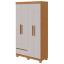 Ver imagem 1 de Guarda-roupas Solteiro 4 Portas 2 Gavetas sem Espelho com Pés Zeus - Lopas Amendoa Clean/off White