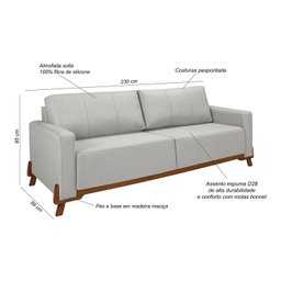 Sofá 4 Lugares 230cm Linho Maldivas  - 3