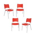 Ver imagem 3 de Jogo Mesa 120x70 para Restaurante Comércio com 4 Cadeiras Iso Vermelha Base Branca Ecomhome